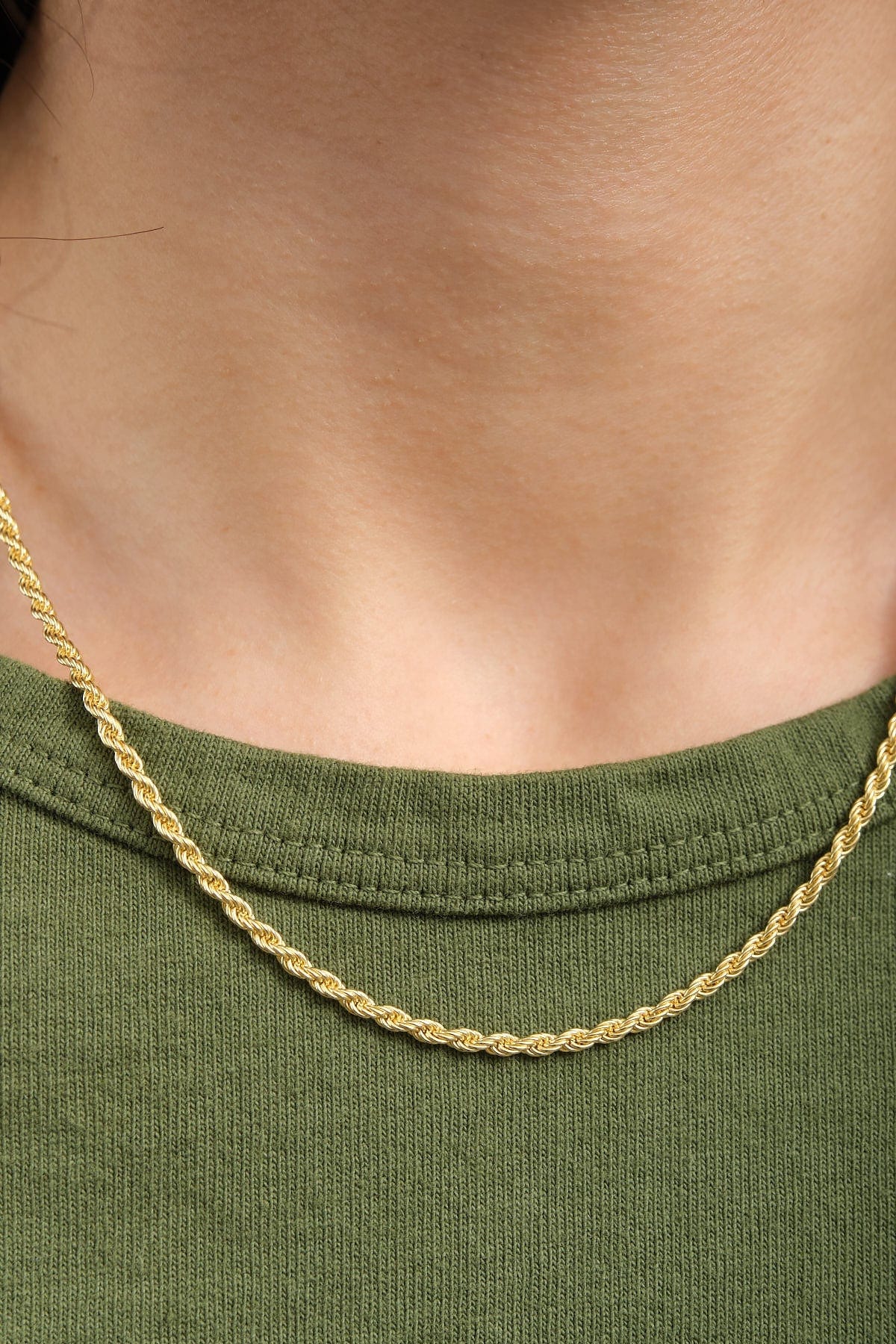 Stephanie Windsor Jewelry Necklaces Solid Gold Rope Chain Necklace 14K Yellow Gold / 18" Chain