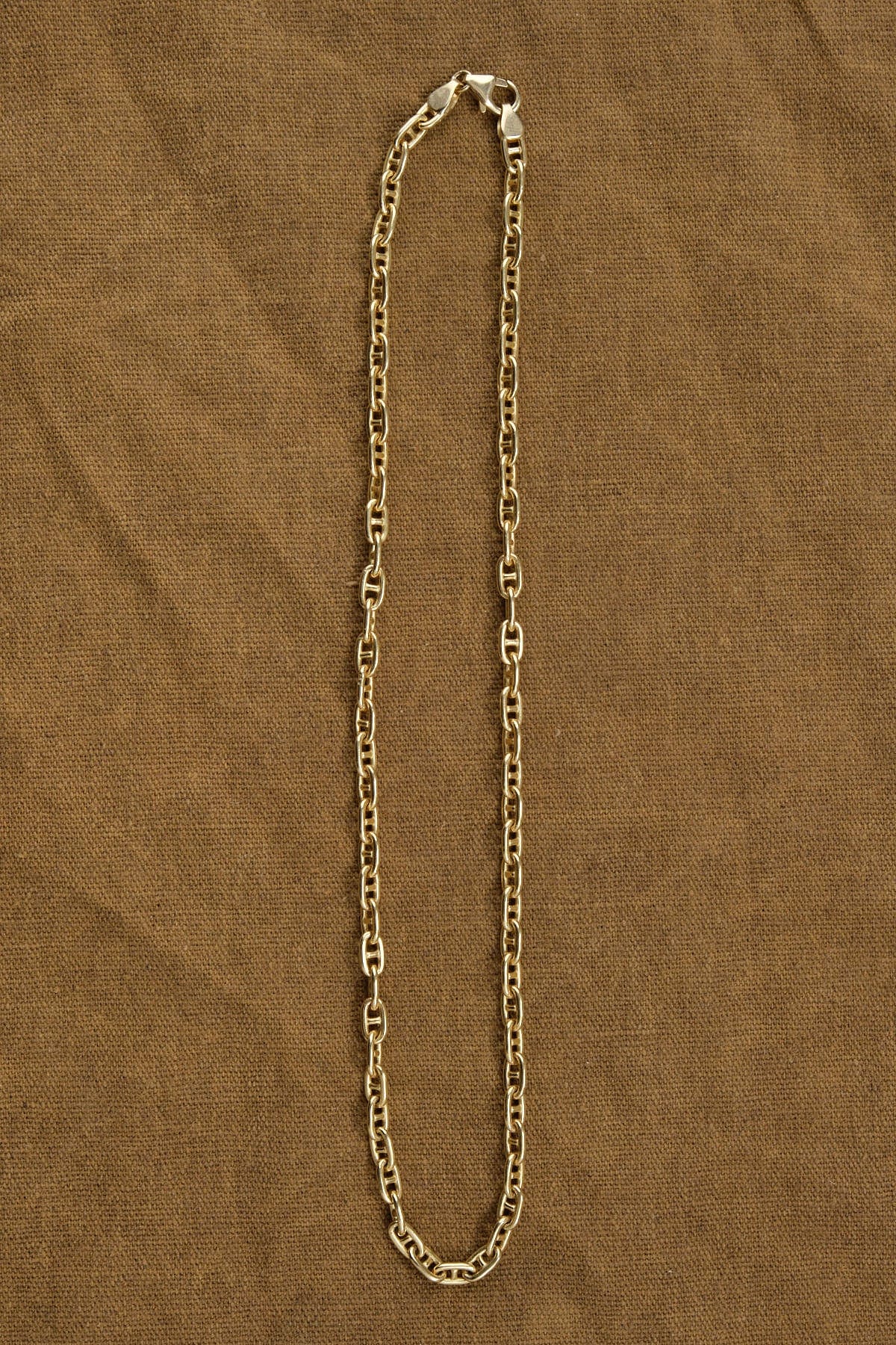 14K Gold Marine Link Necklace with Lobster Clasp