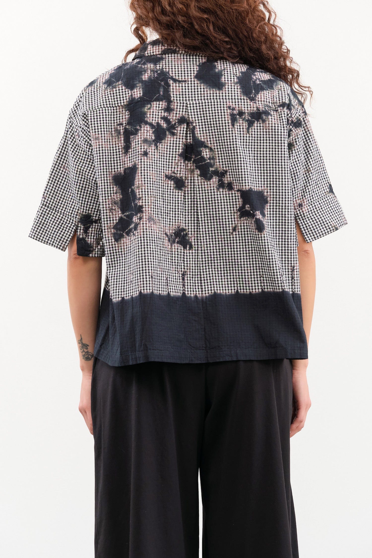 Suzusan Apparel Womens Blouses Cotton Gingham Check Half Sleeve Blouse