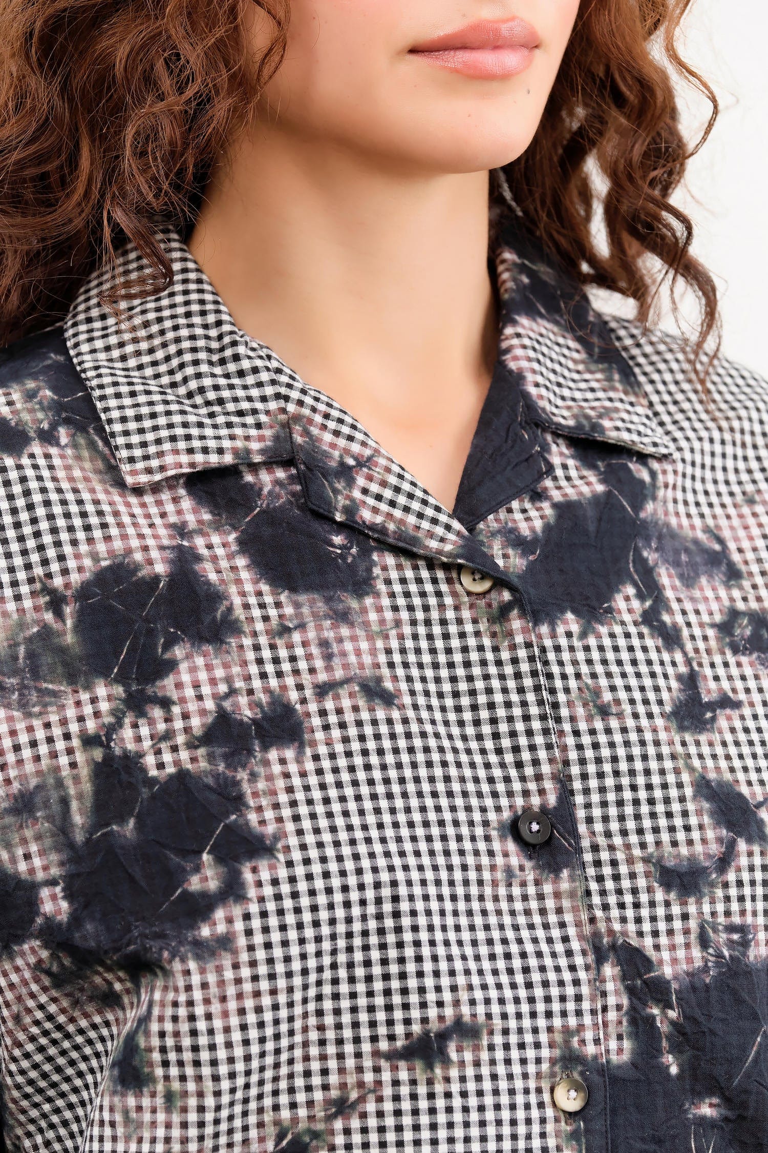 Suzusan Apparel Womens Blouses Cotton Gingham Check Half Sleeve Blouse