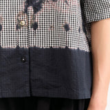 Suzusan Apparel Womens Blouses Cotton Gingham Check Half Sleeve Blouse