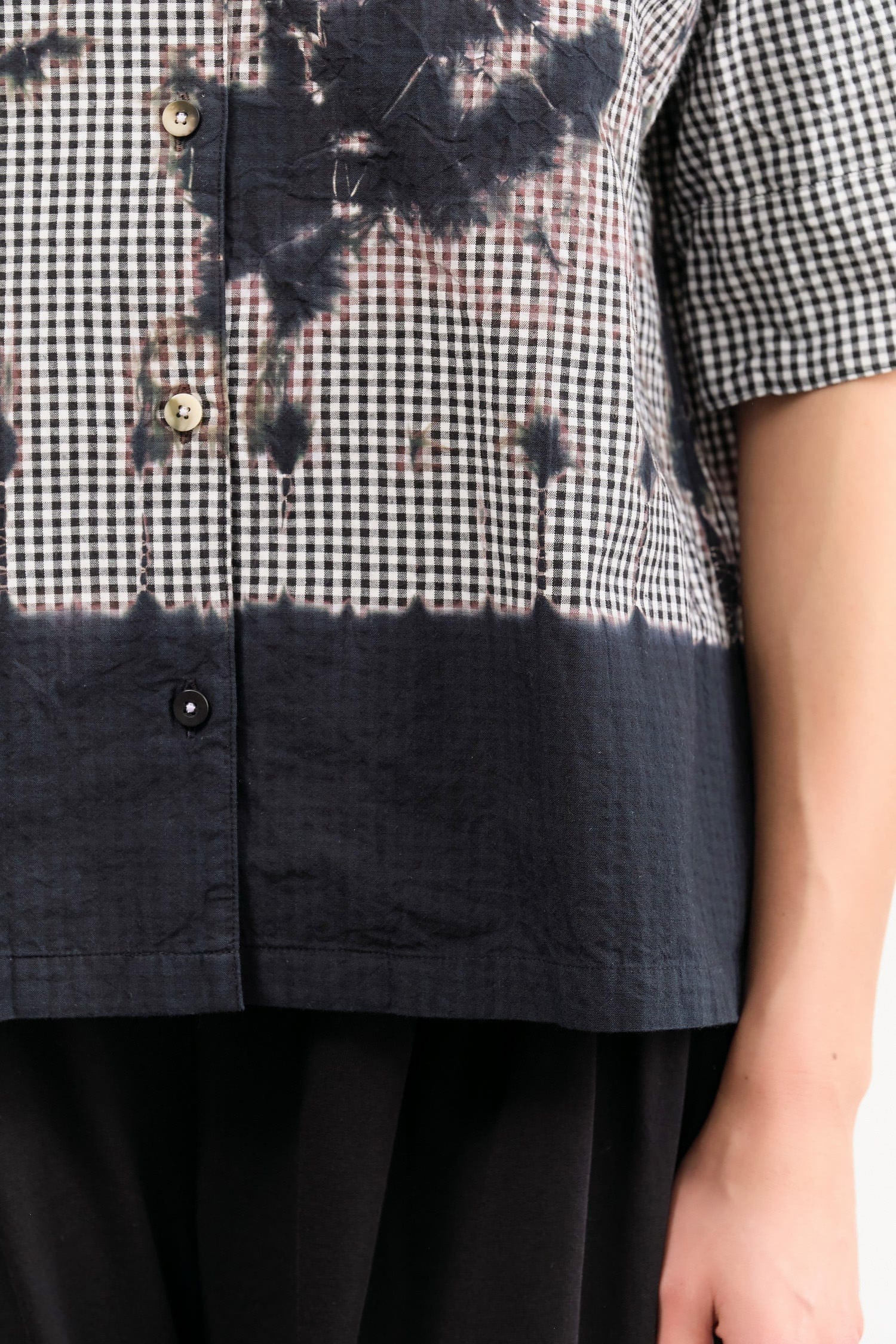 Suzusan Apparel Womens Blouses Cotton Gingham Check Half Sleeve Blouse