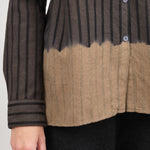 Sleeve and hemline on Wool Cotton Dobby Stripe Blouse