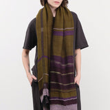 Tamaki Niime Accessories Scarves Big Roots Shawl in Aubergine Aubergine / One Size