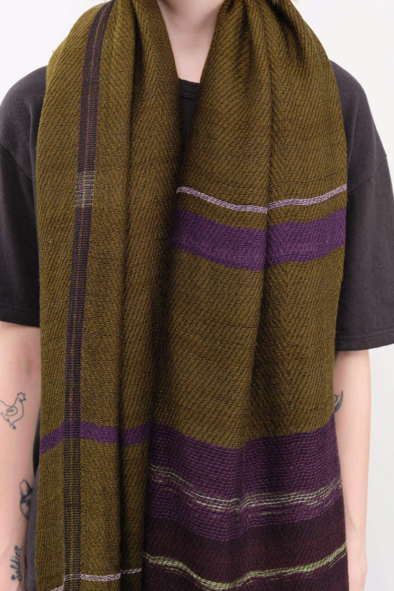 Tamaki Niime Accessories Scarves Big Roots Shawl in Aubergine Aubergine / One Size