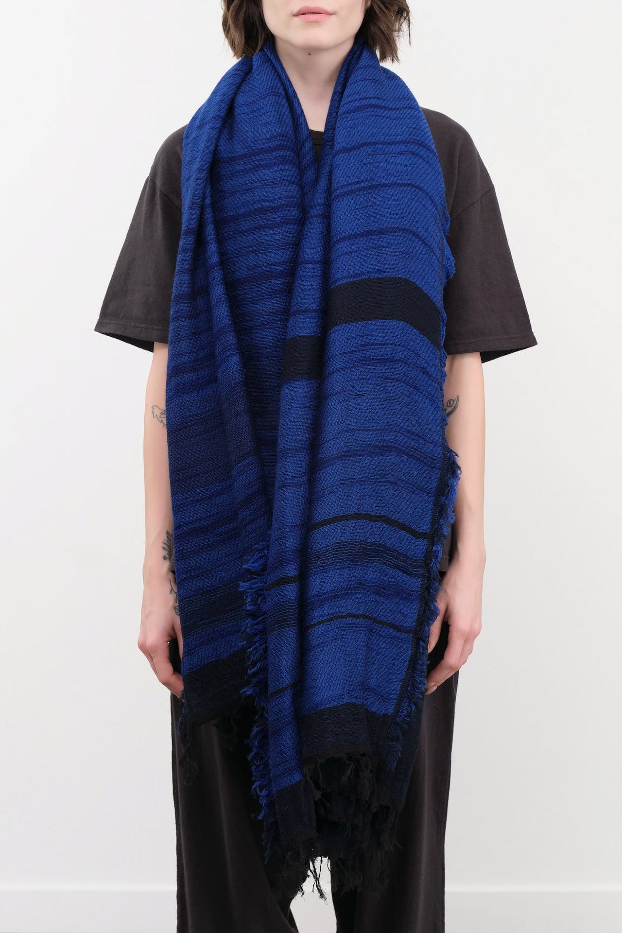 Tamaki Niime Accessories Scarves Big Roots Shawl in Cobalt Cobalt / One Size