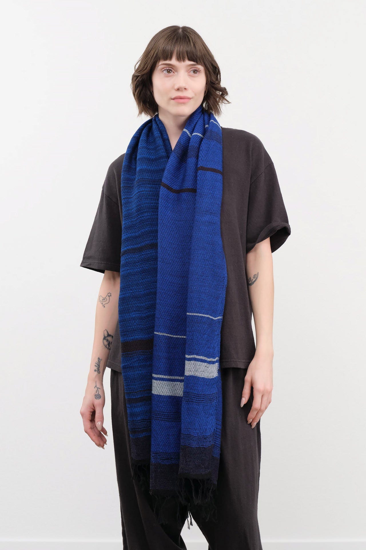Tamaki Niime Accessories Scarves Small Roots Shawl in Lapiz Lapiz / One Size