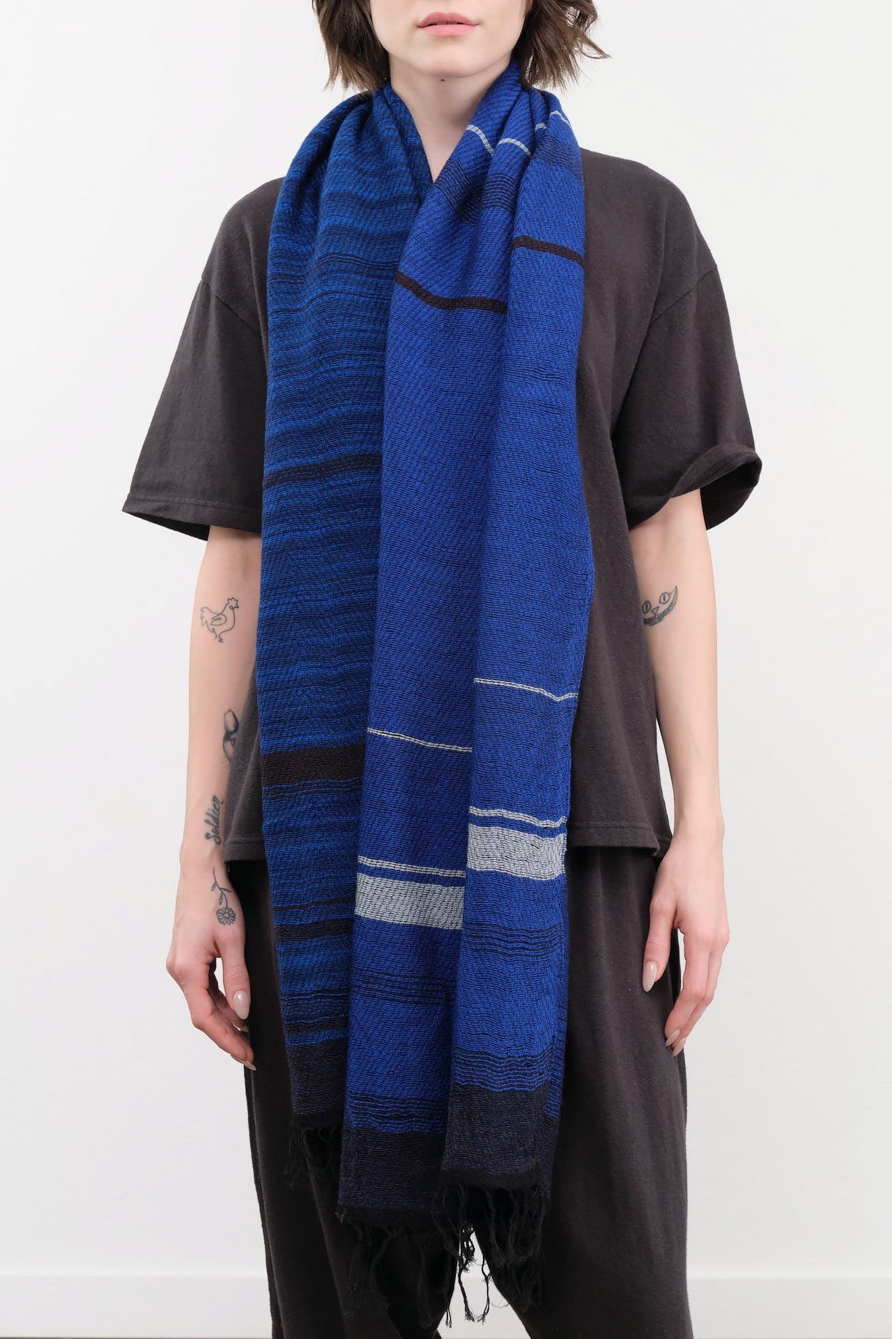 Tamaki Niime Accessories Scarves Small Roots Shawl in Lapiz Lapiz / One Size