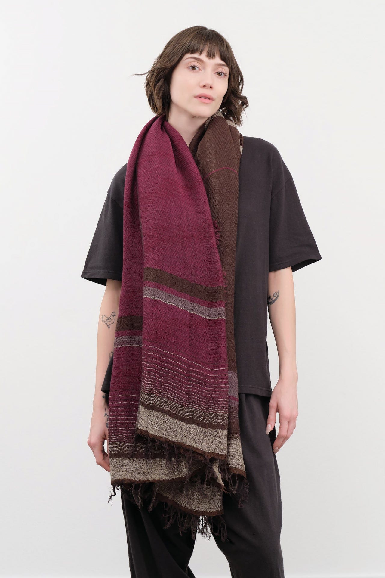 Tamaki Niime Accessories Scarves Big Roots Shawl in Grape Leaf Grape Leaf / One Size
