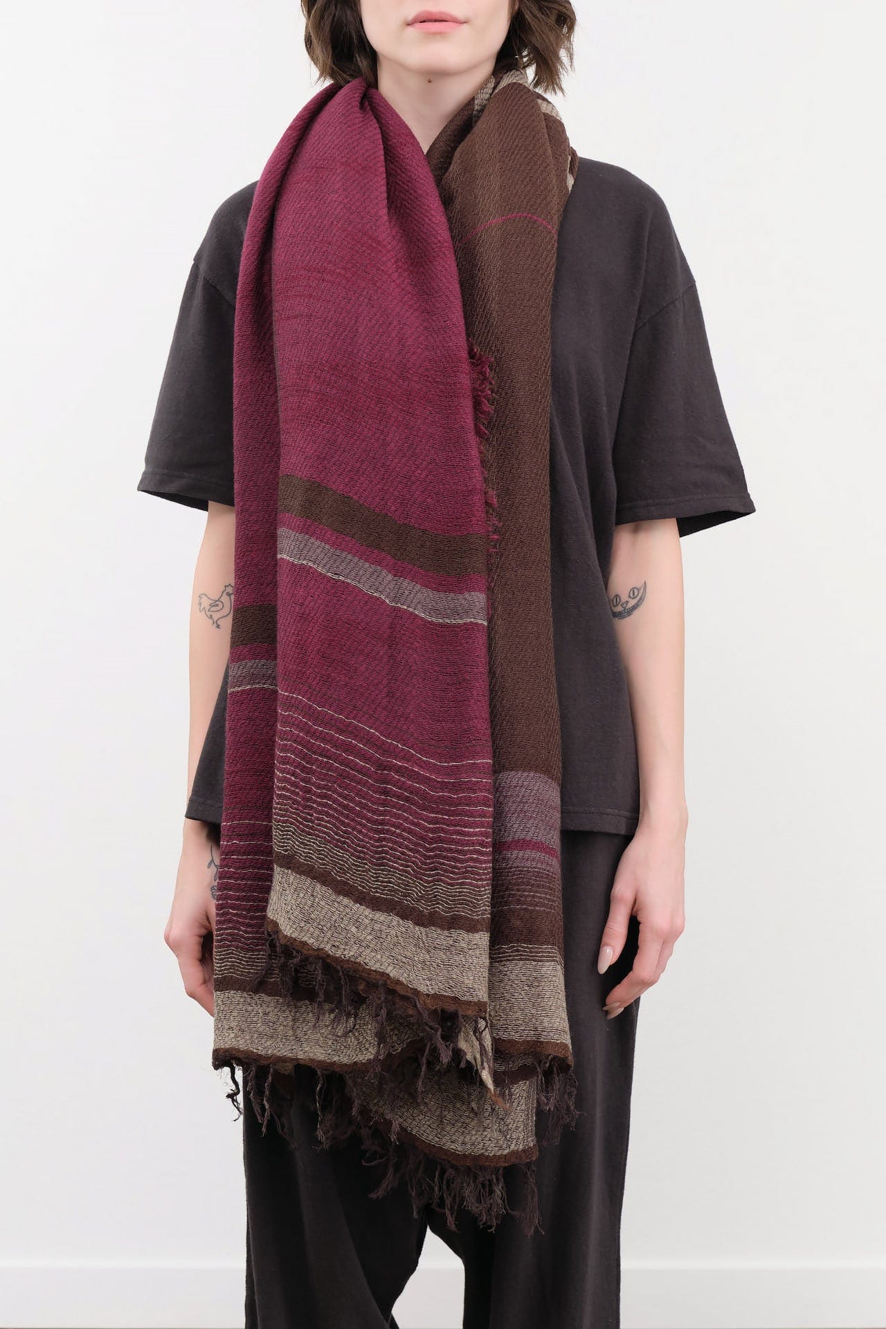 Tamaki Niime Accessories Scarves Big Roots Shawl in Grape Leaf Grape Leaf / One Size