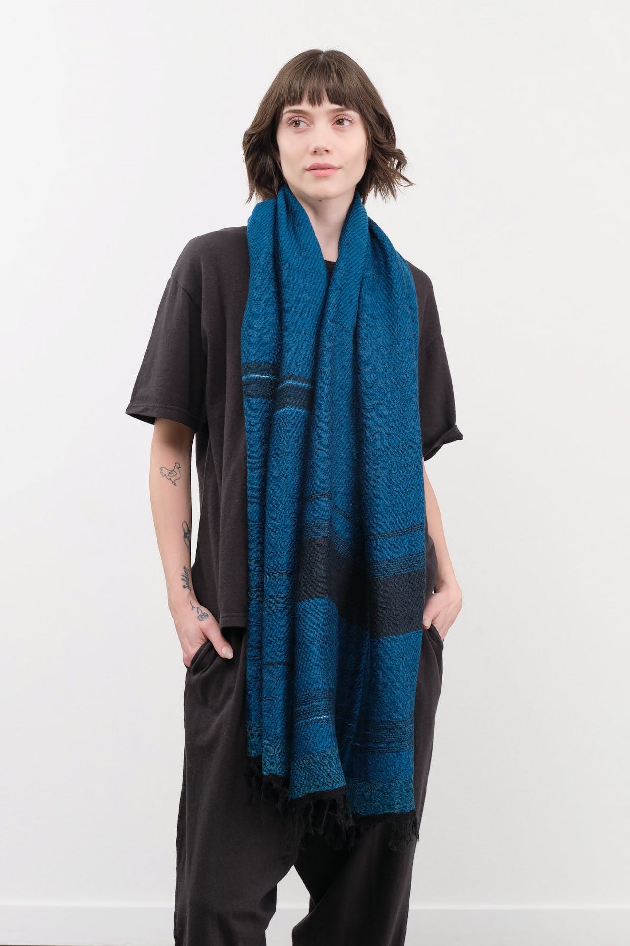 Tamaki Niime Accessories Scarves Small Roots Shawl in Marine Marine / One Size