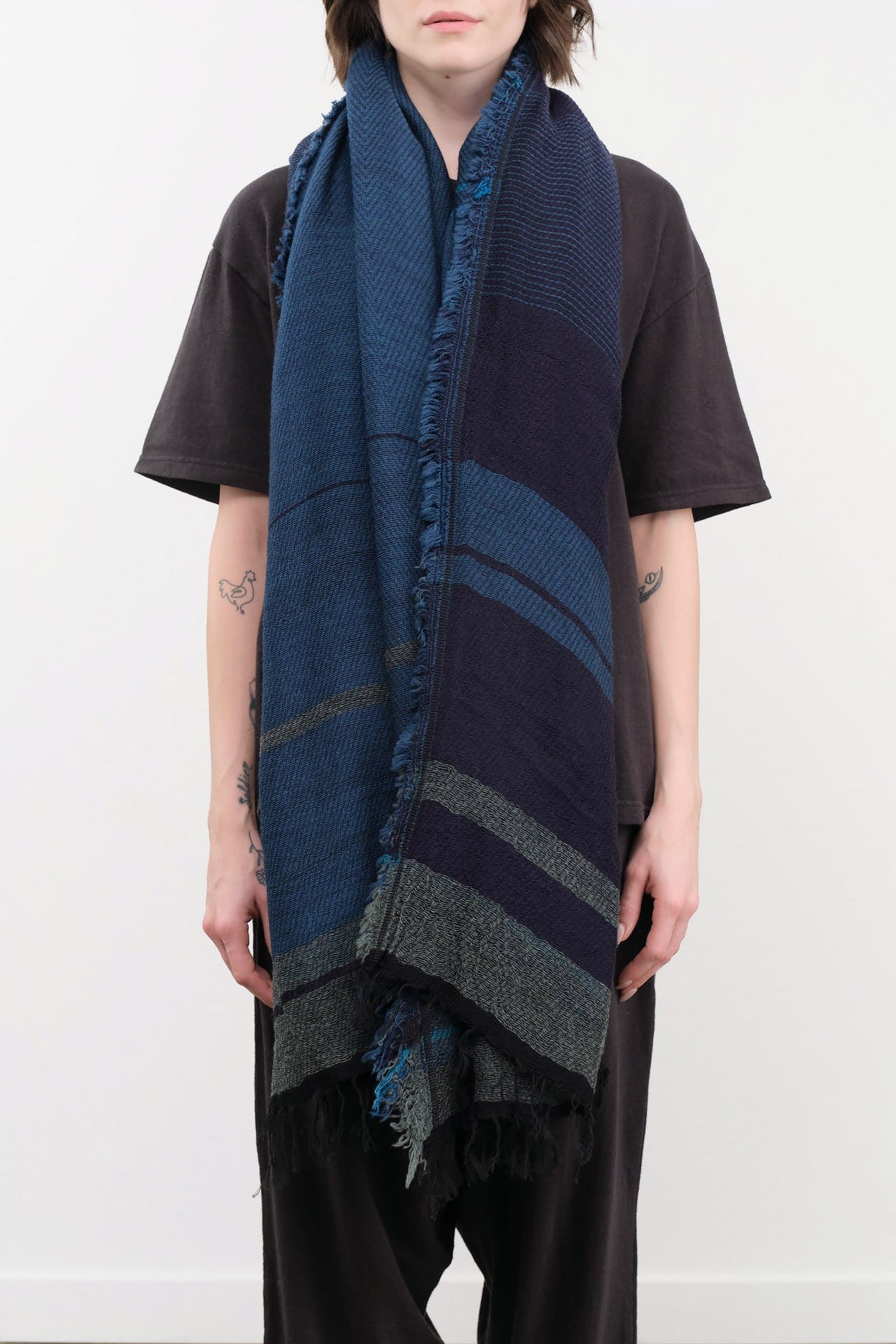 Tamaki Niime Accessories Scarves Big Roots Shawl in Mazarine Mazarine / One Size