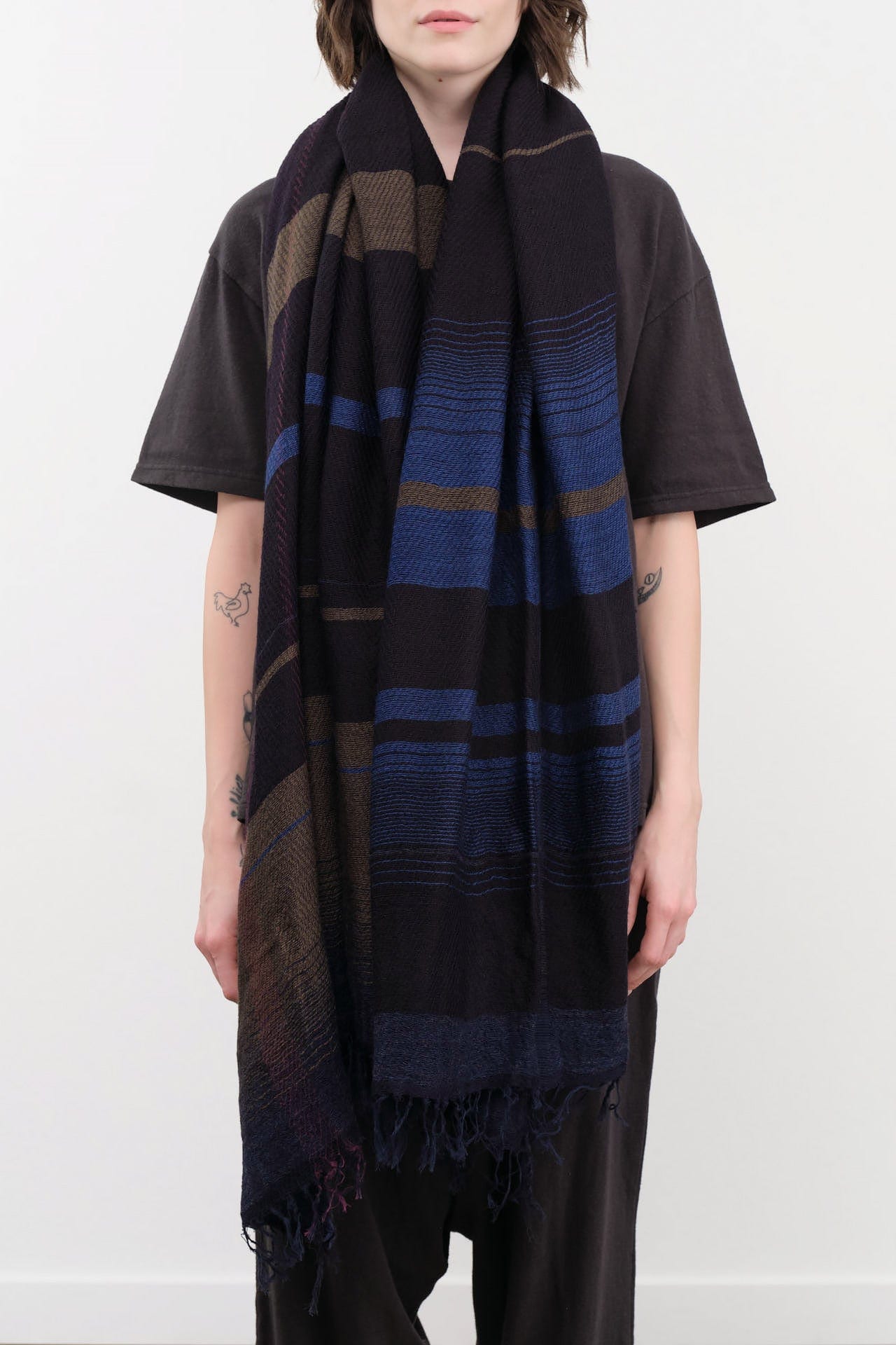 Tamaki Niime Accessories Scarves Big Roots Shawl in Slate Slate / One Size