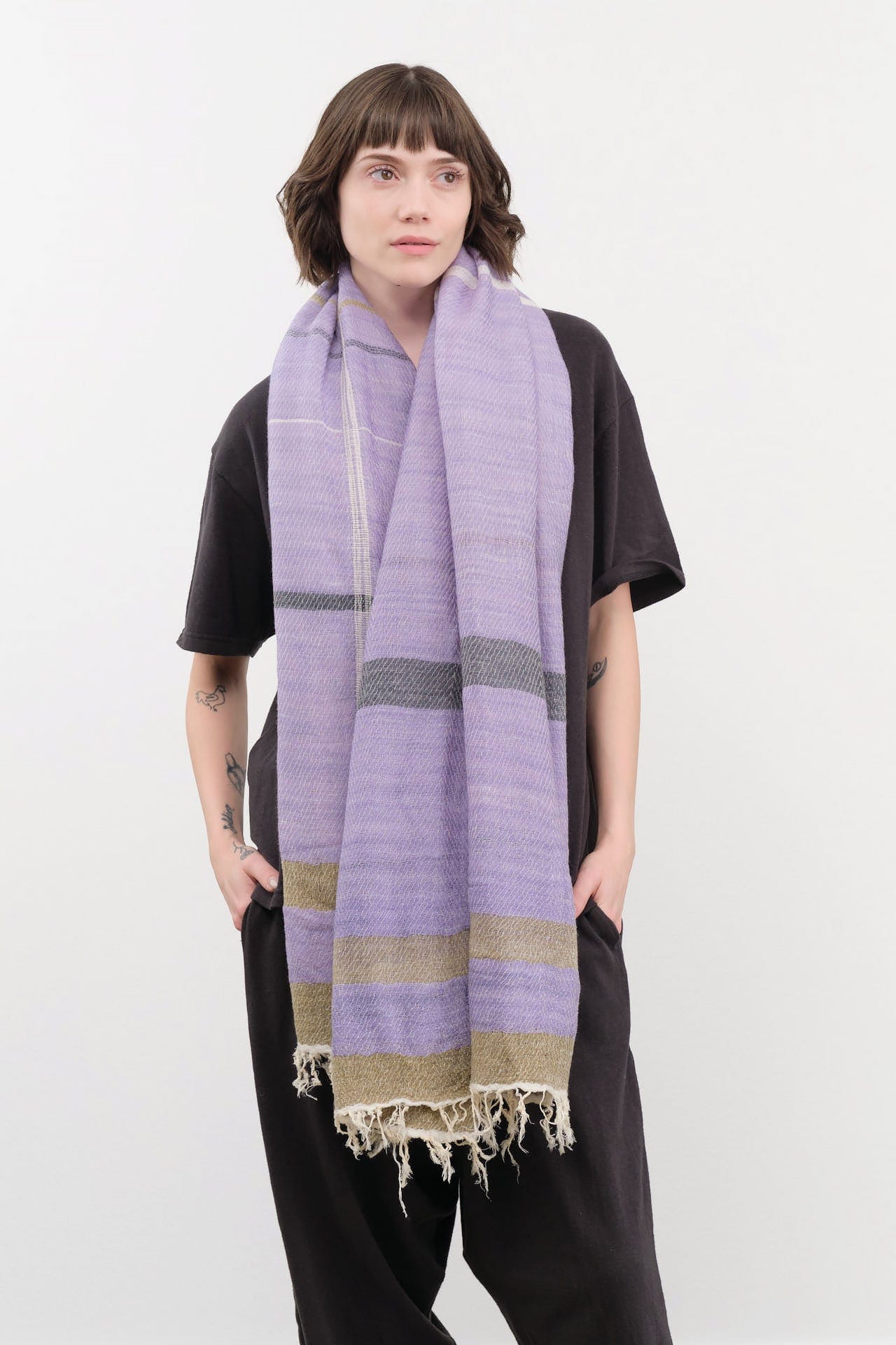 Tamaki Niime Accessories Scarves Big Roots Shawl in Wisteria Wisteria / One Size