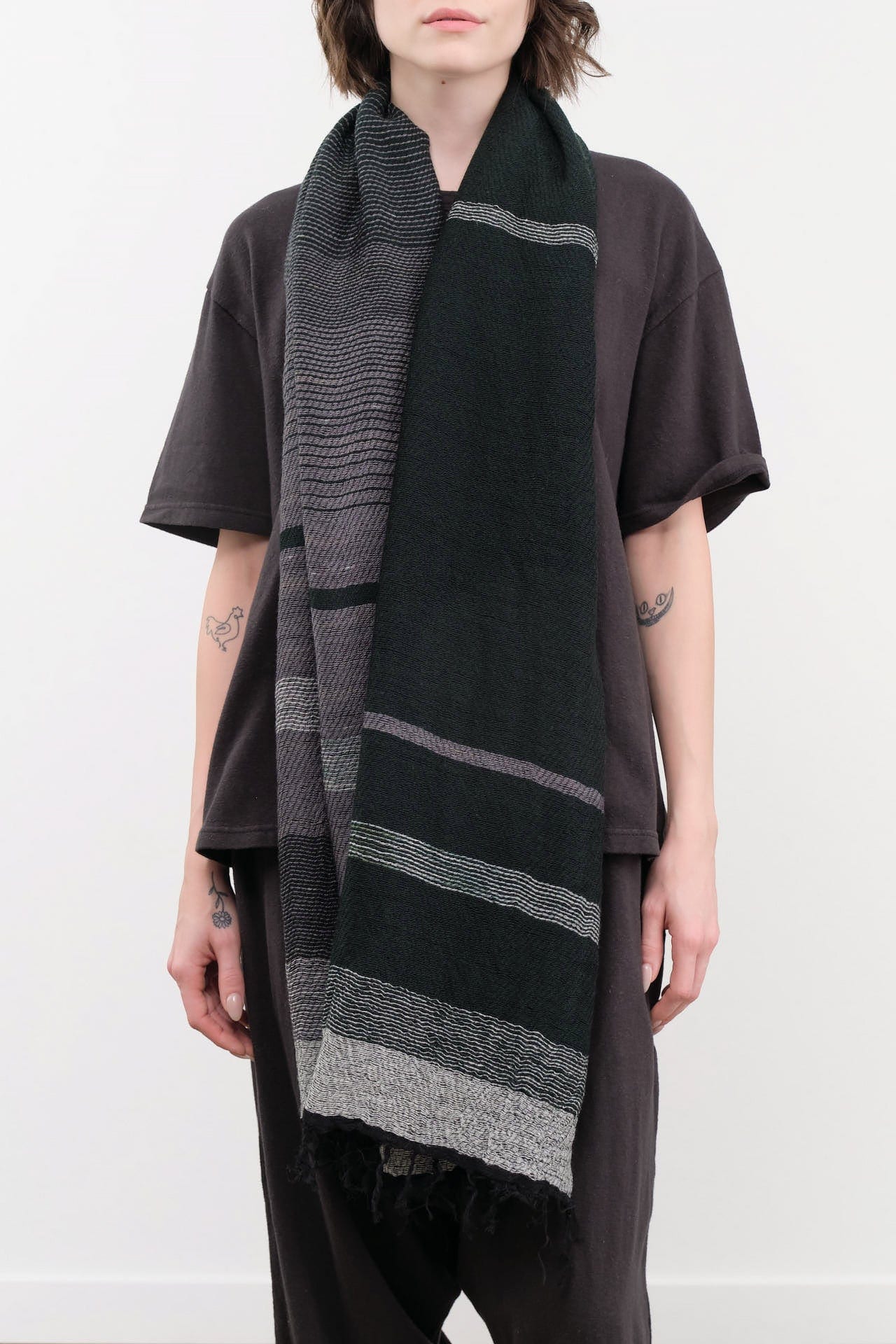 Tamaki Niime Accessories Scarves Small Roots Shawl in Evergreen Evergreen / One Size