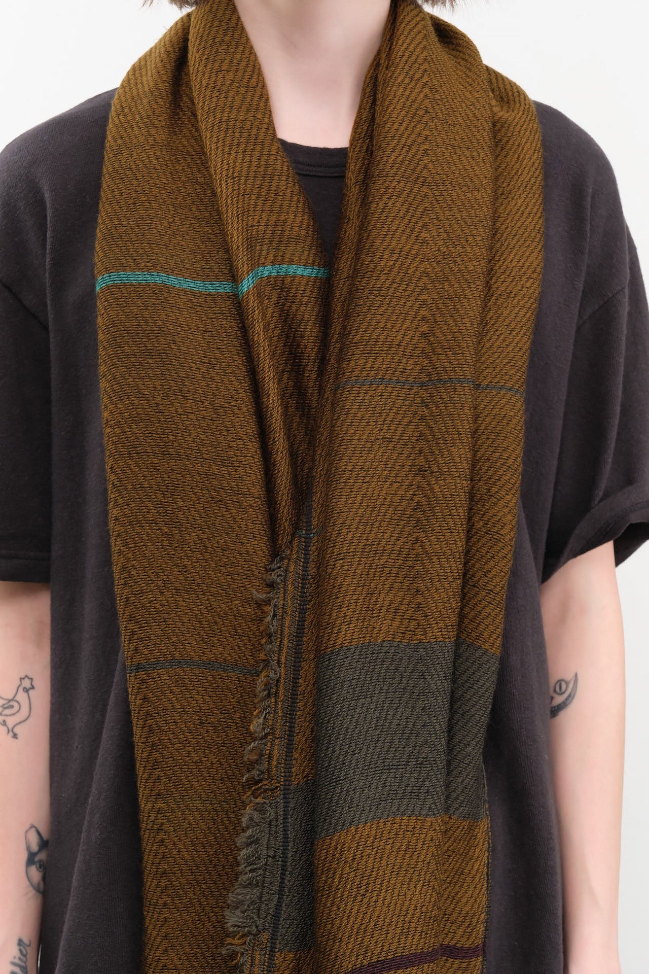 Tamaki Niime Accessories Scarves Small Roots Shawl in Kelp Kelp / One Size