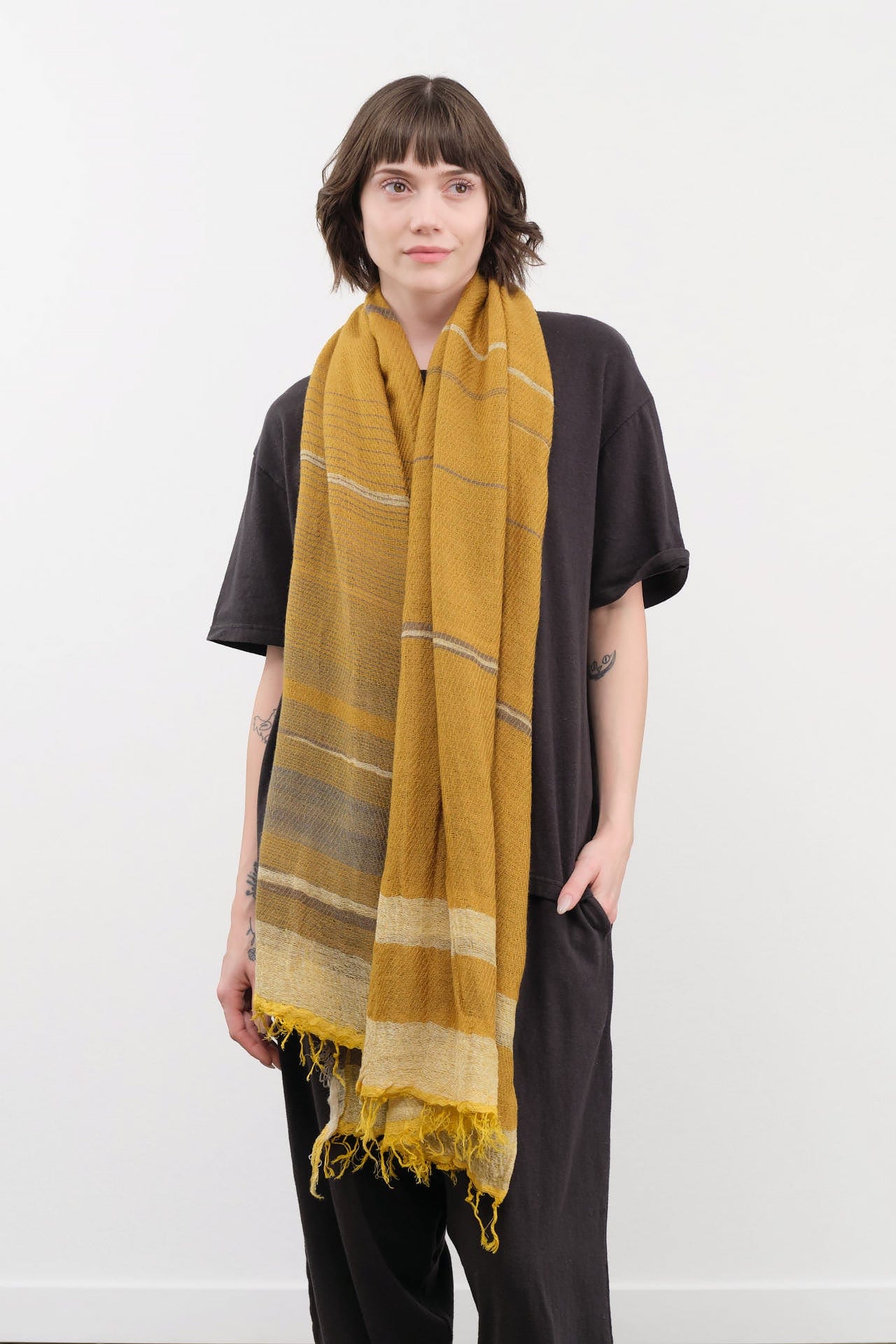 Tamaki Niime Accessories Scarves Small Roots Shawl in Lichen Lichen / One Size