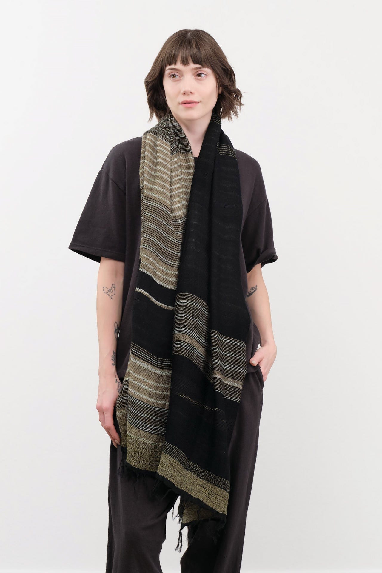 Tamaki Niime Accessories Scarves Small Roots Shawl in Sage Sage / One Size