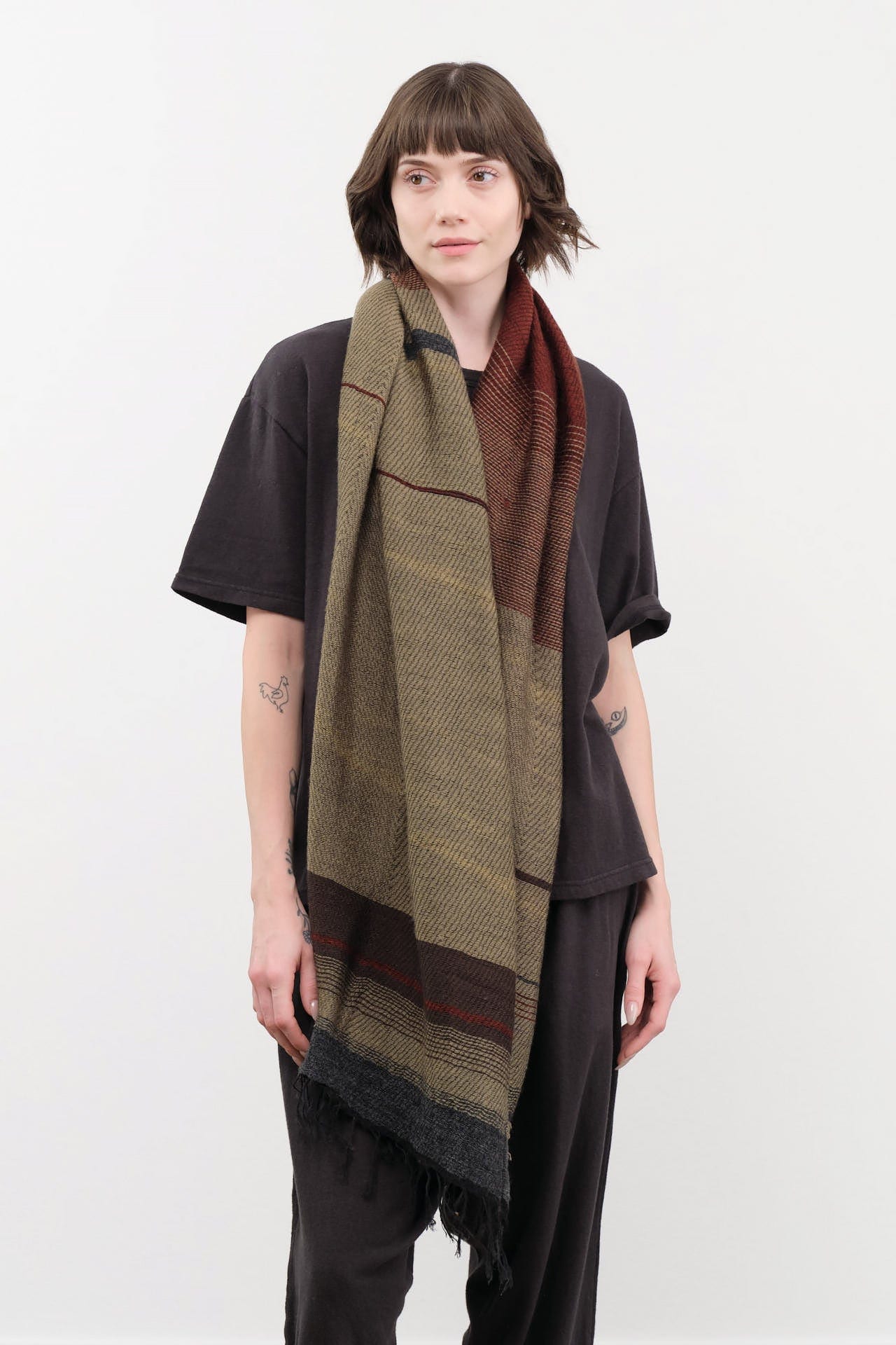 Tamaki Niime Accessories Scarves Small Roots Shawl in Sequoia Sequoia / One Size
