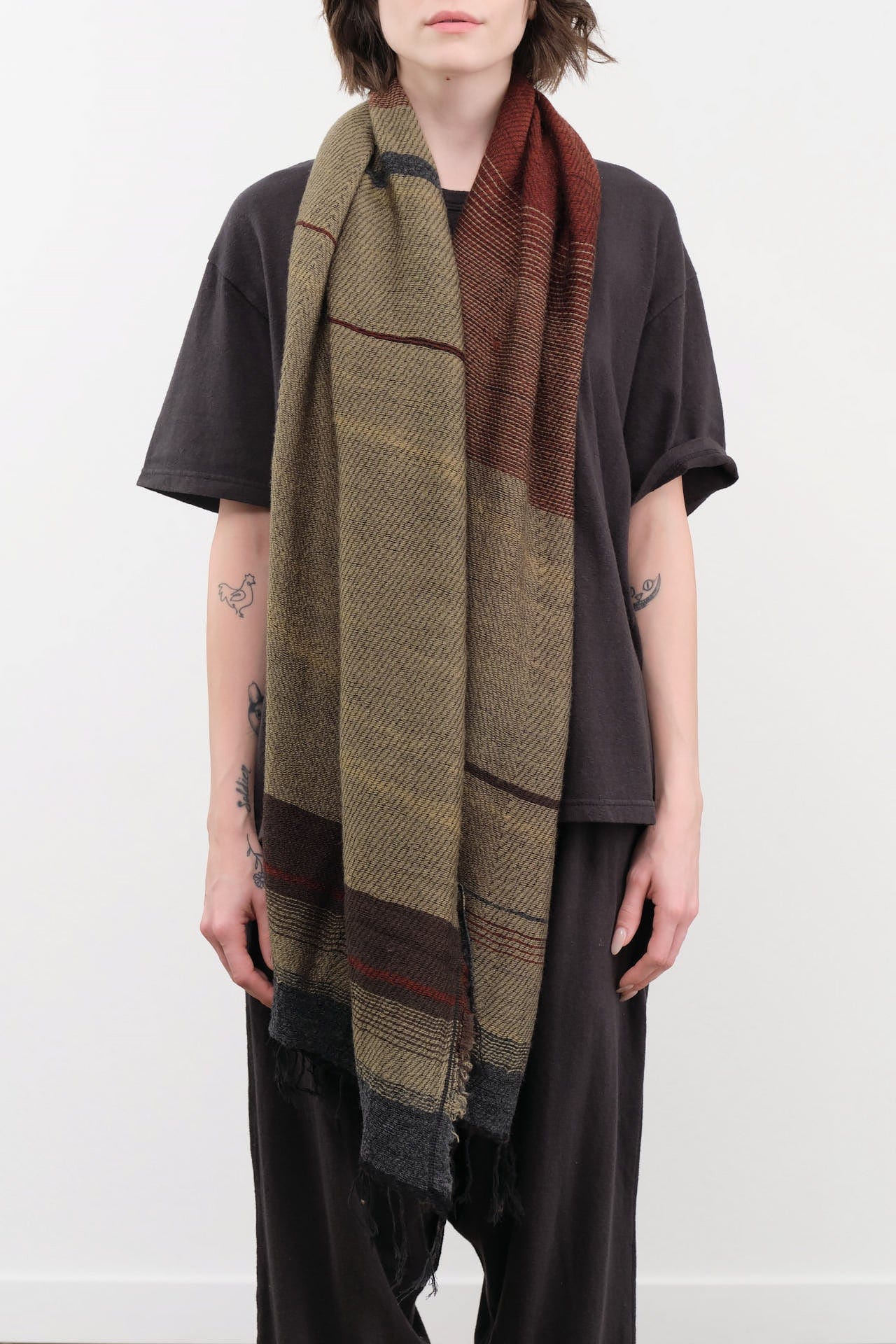 Tamaki Niime Accessories Scarves Small Roots Shawl in Sequoia Sequoia / One Size