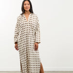 Two NY Apparel Womens Dresses Long Ikat Caftan Cream/Brown / One Size