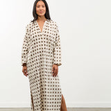 Two NY Apparel Womens Dresses Long Ikat Caftan Cream/Brown / One Size