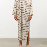 Two NY Apparel Womens Dresses Long Ikat Caftan Cream/Brown / One Size