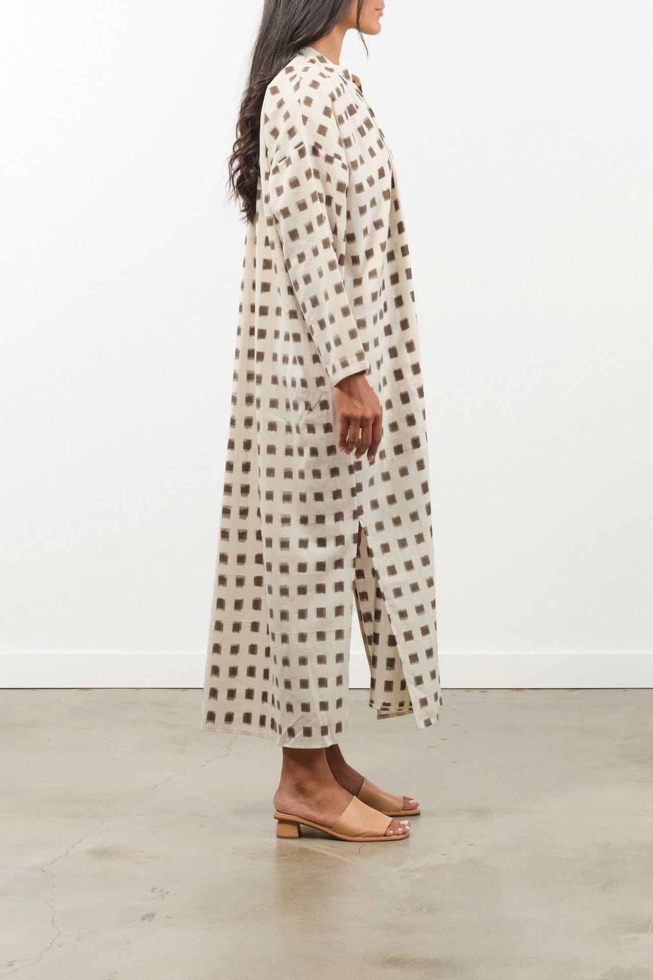 Two NY Apparel Womens Dresses Long Ikat Caftan Cream/Brown / One Size