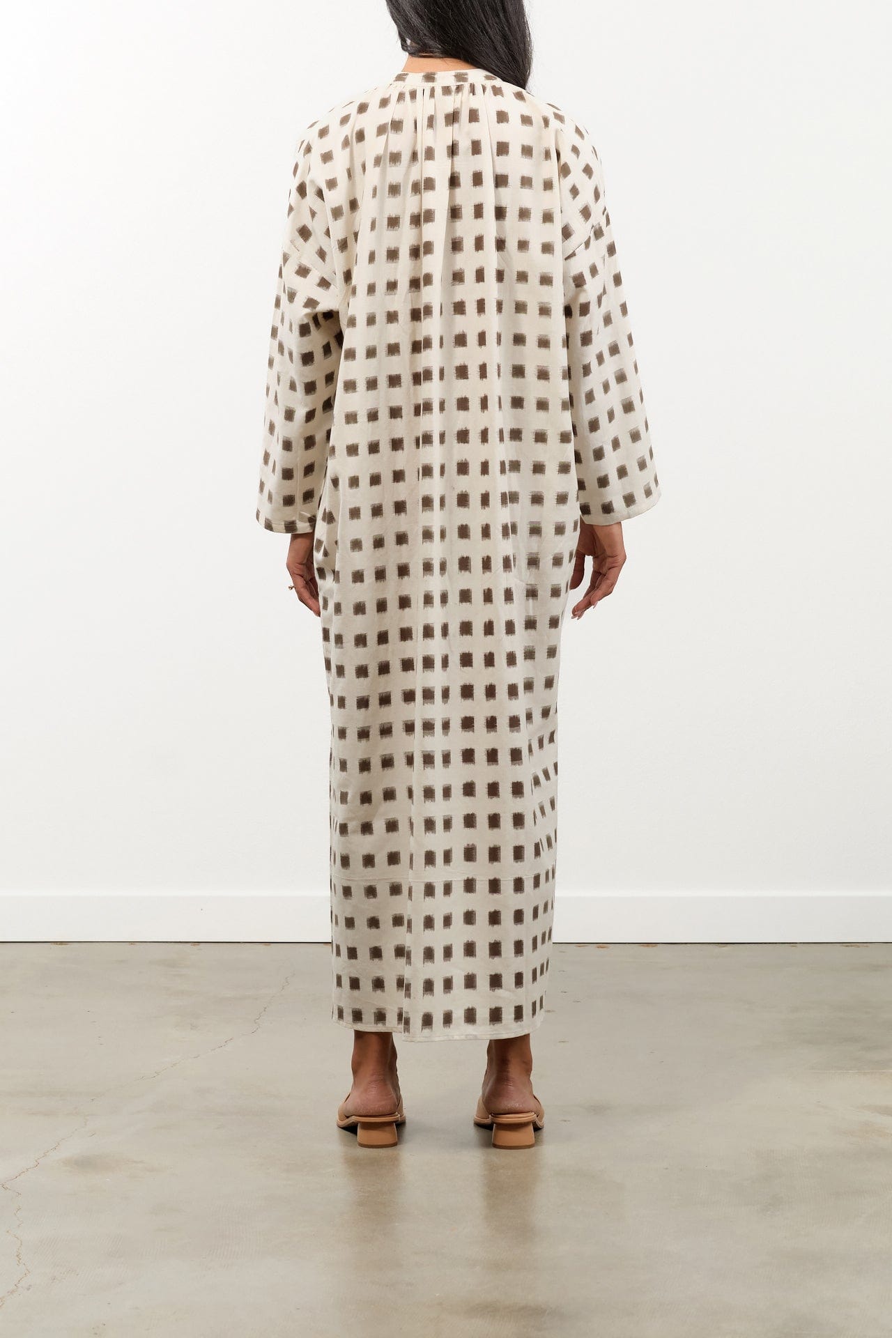 Two NY Apparel Womens Dresses Long Ikat Caftan Cream/Brown / One Size