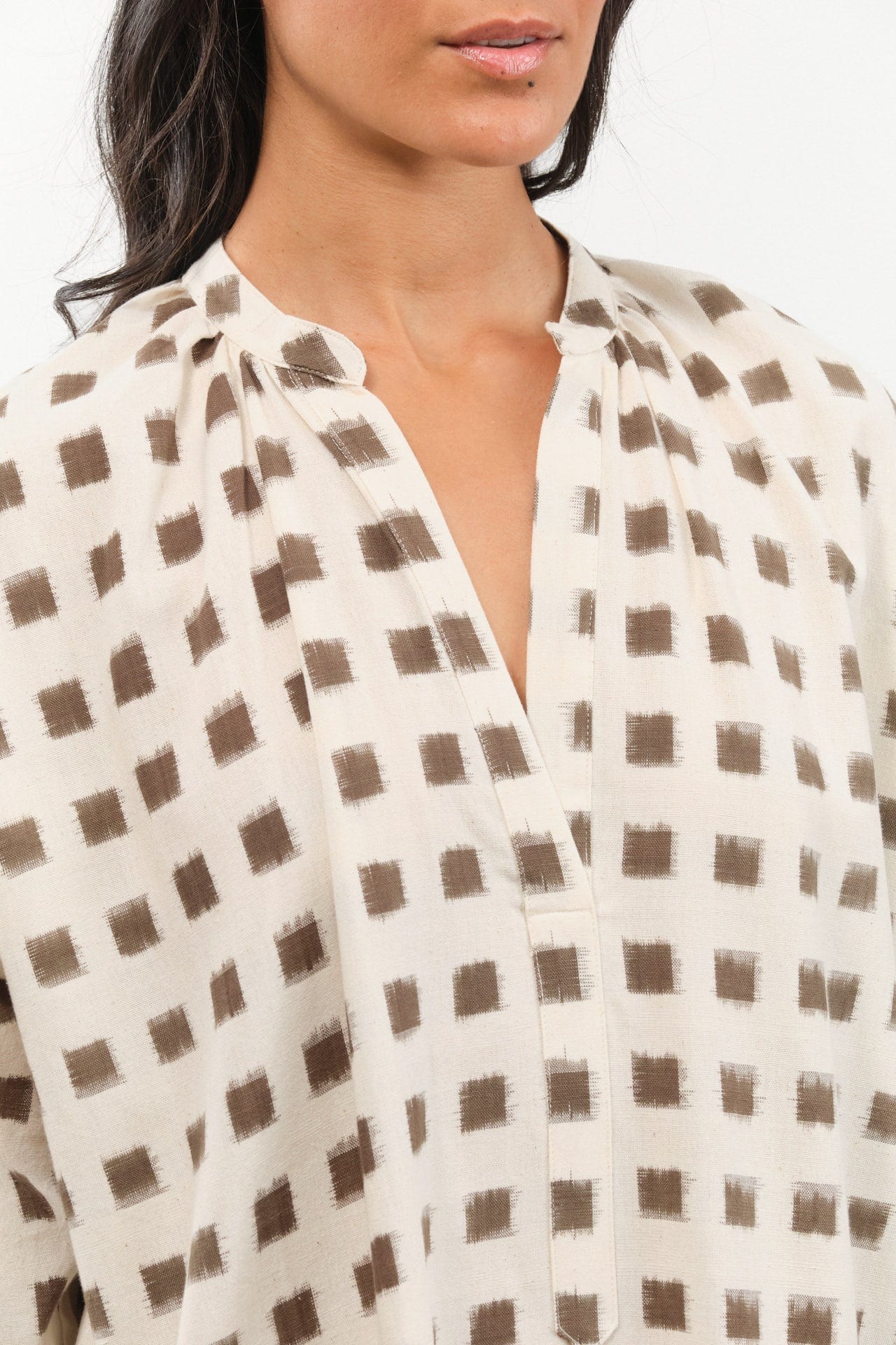 Two NY Apparel Womens Dresses Long Ikat Caftan Cream/Brown / One Size