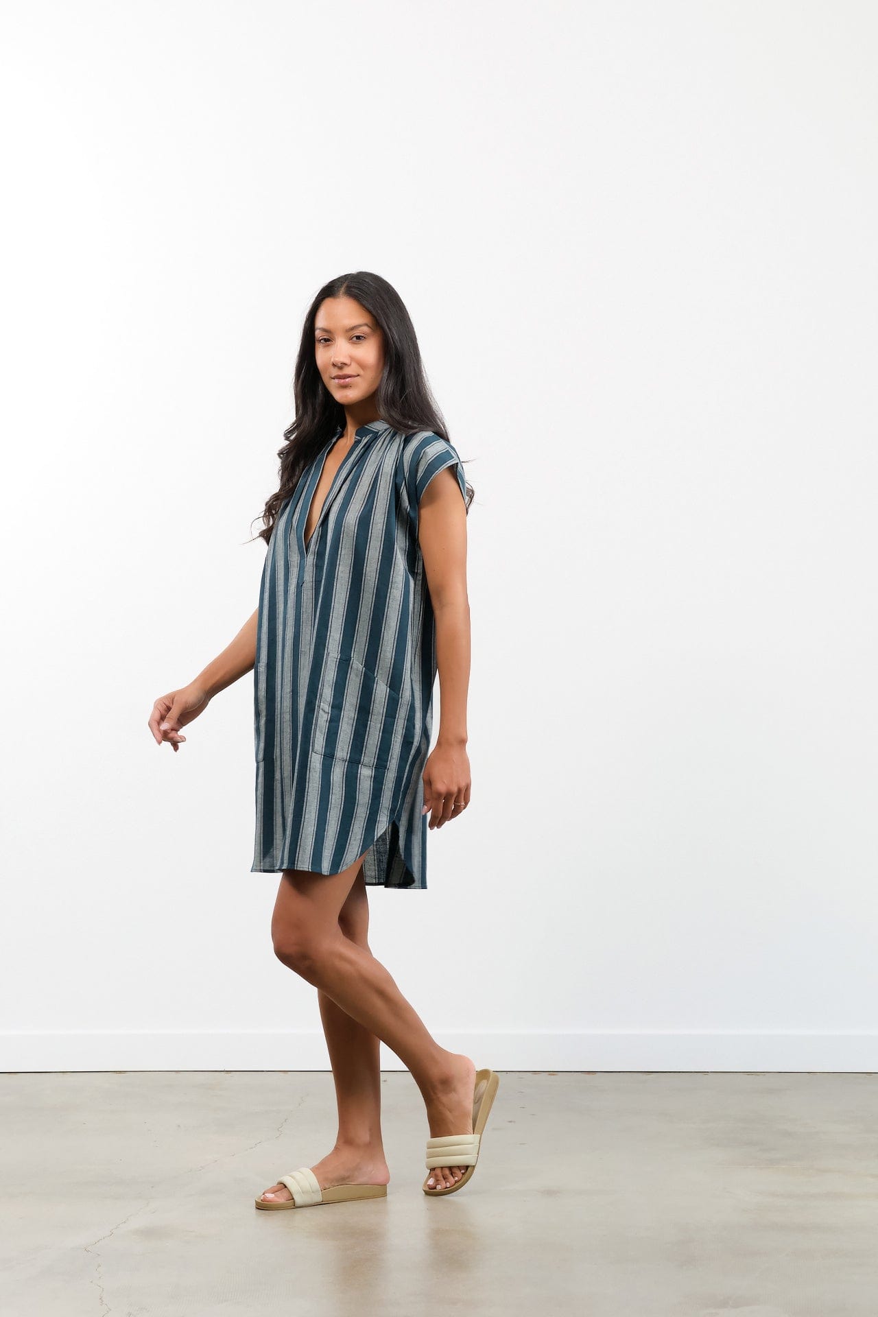 Two NY Apparel Womens Blouses Pocket Tunic Teal/Grey / One Size