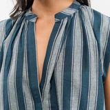 Two NY Apparel Womens Blouses Pocket Tunic Teal/Grey / One Size