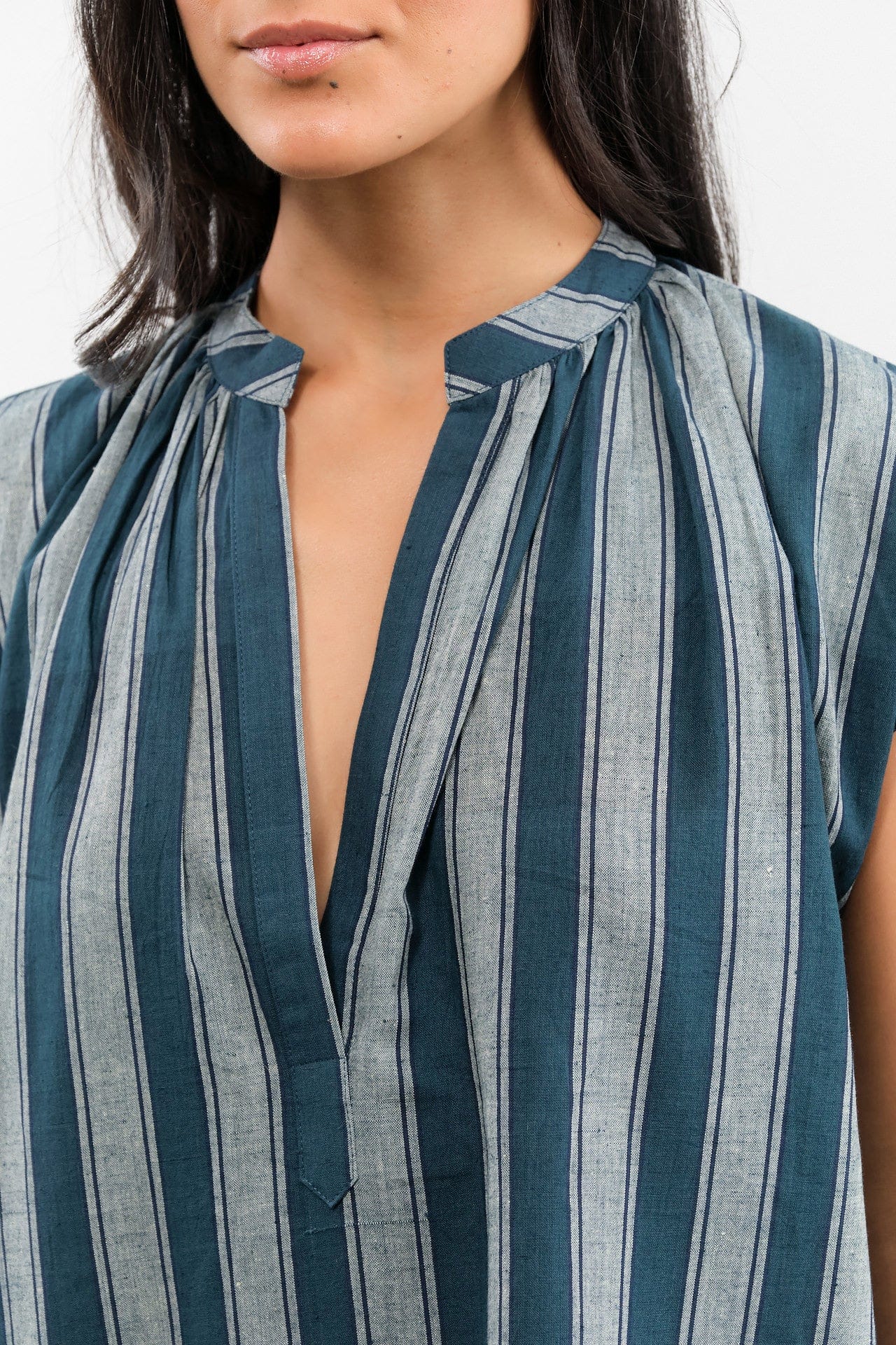 Two NY Apparel Womens Blouses Pocket Tunic Teal/Grey / One Size