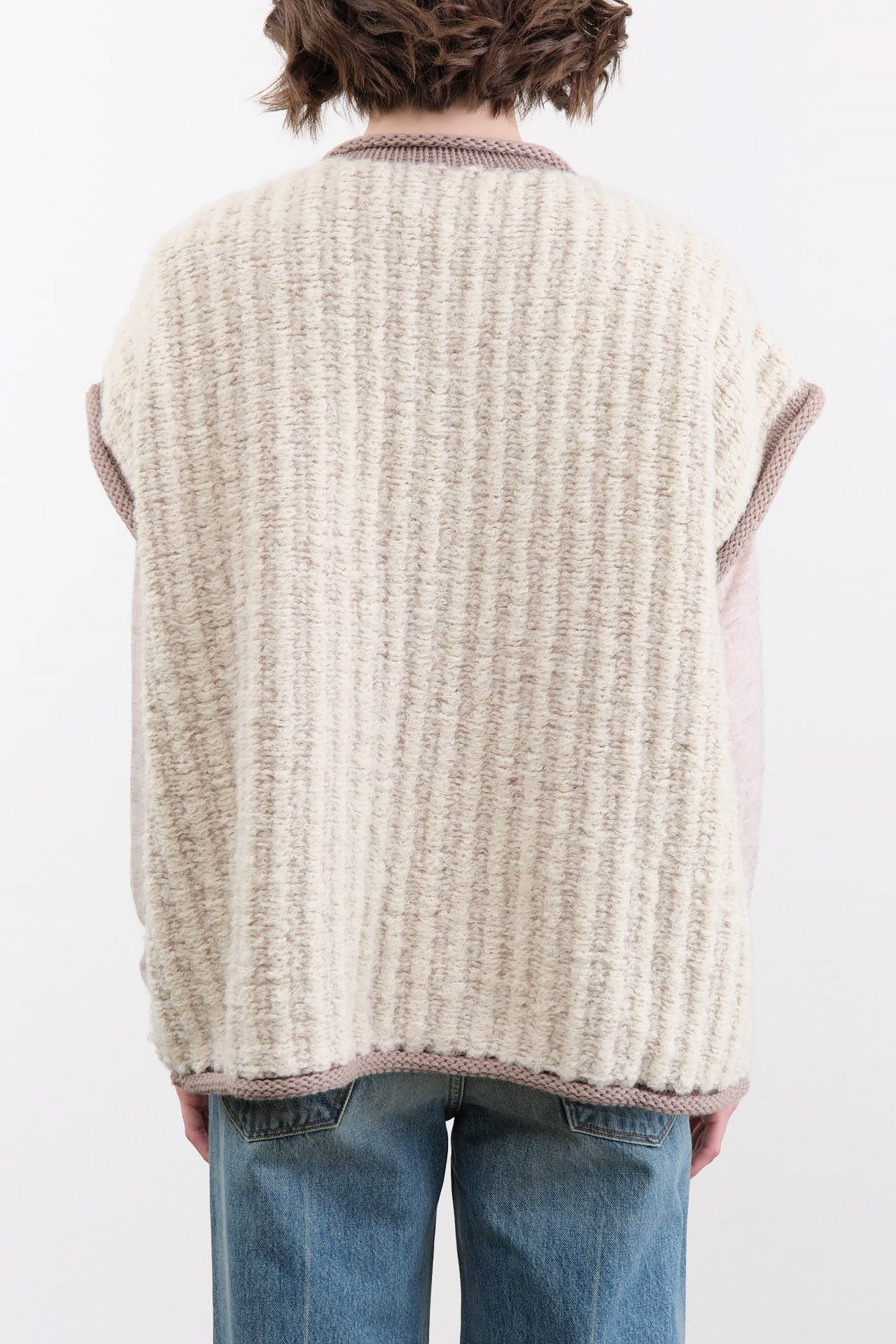 Wol Hide Apparel Womens Sweaters Knit Weave Vest in Chalk