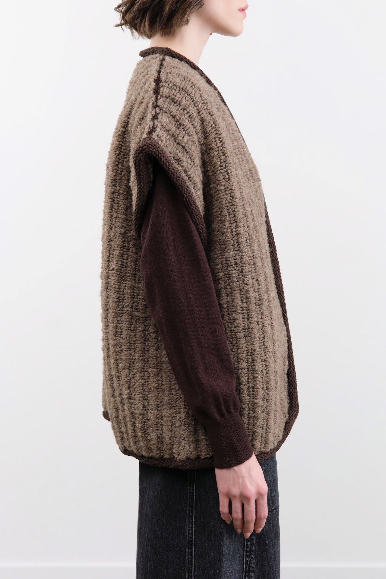 Wol Hide Apparel Womens Sweaters Knit Weave Vest in Loam