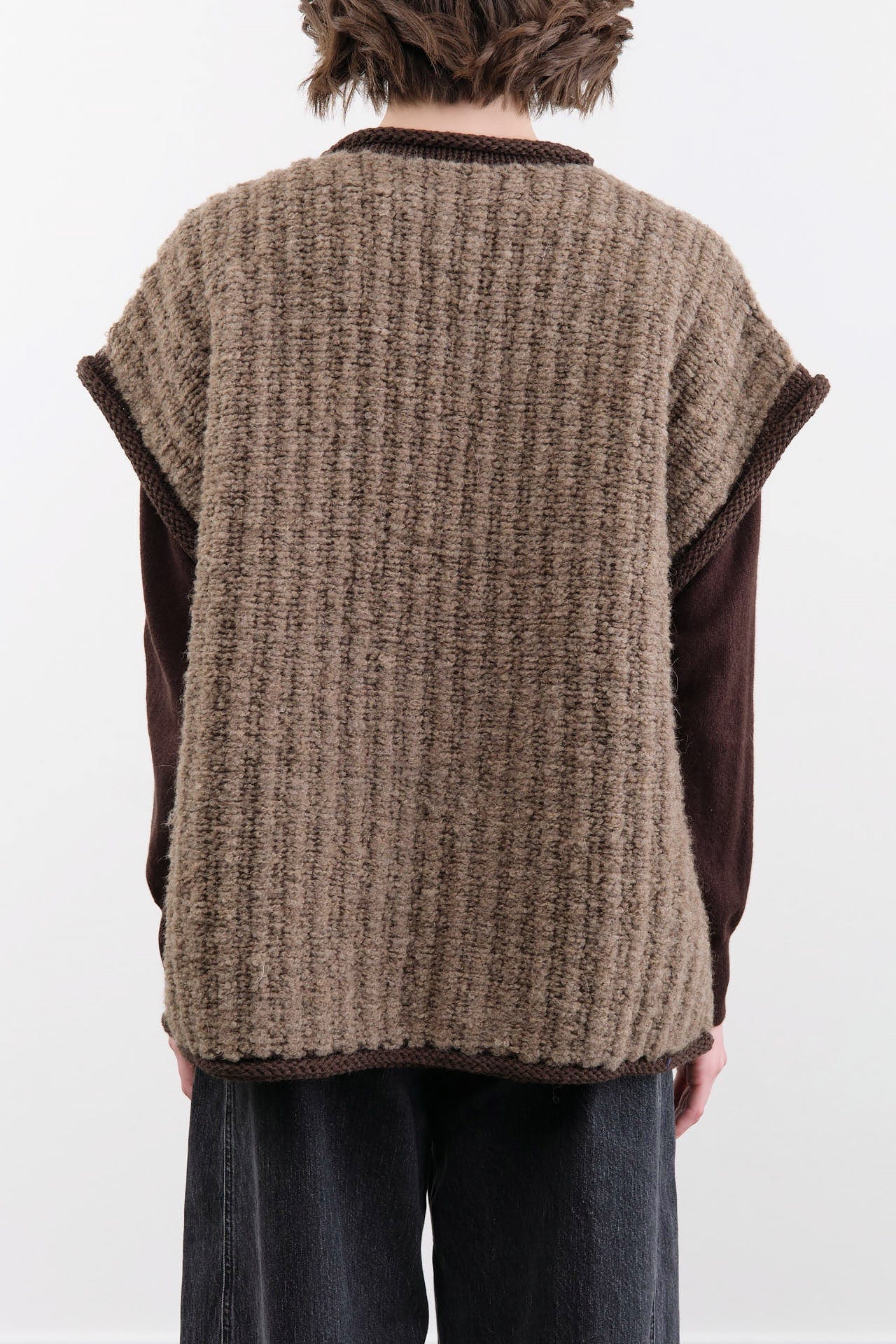 Wol Hide Apparel Womens Sweaters Knit Weave Vest in Loam