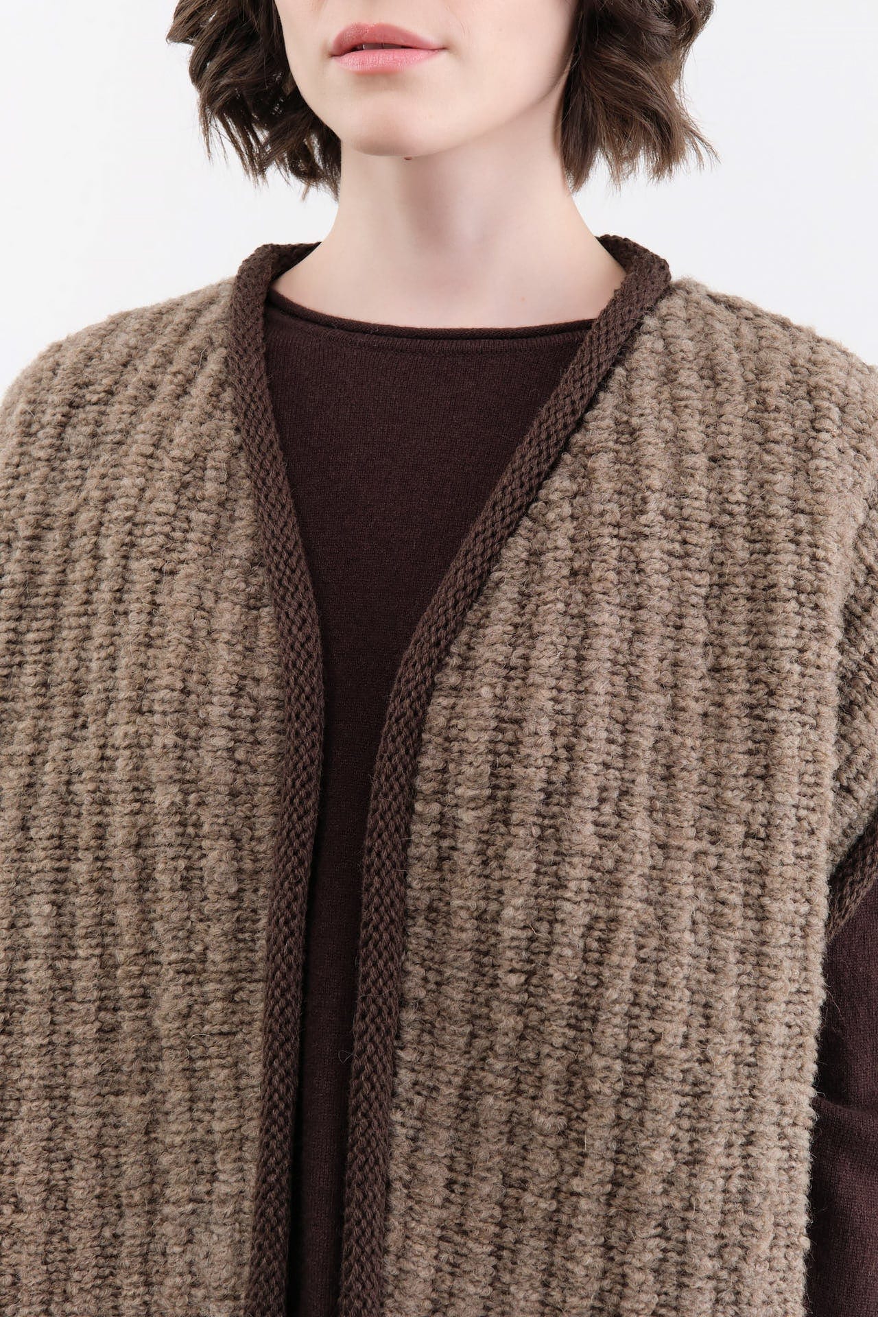 Wol Hide Apparel Womens Sweaters Knit Weave Vest in Loam