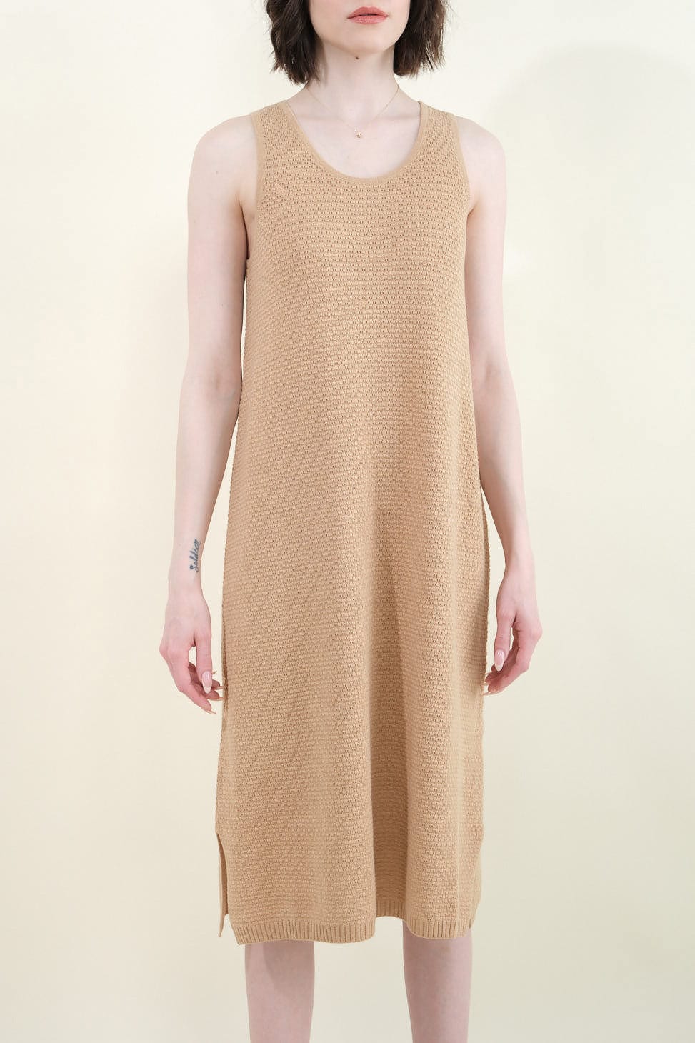 Front of Lace Tank Dress in Sand