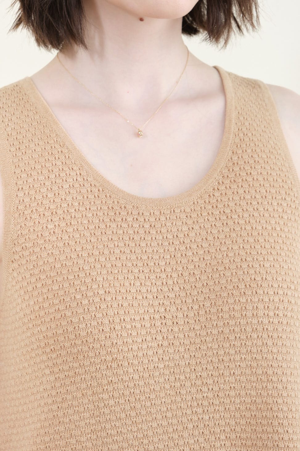 Neckline on Lace Tank Dress in Sand