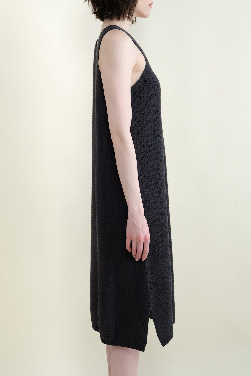 Side of Lace Tank Dress in Washed Black