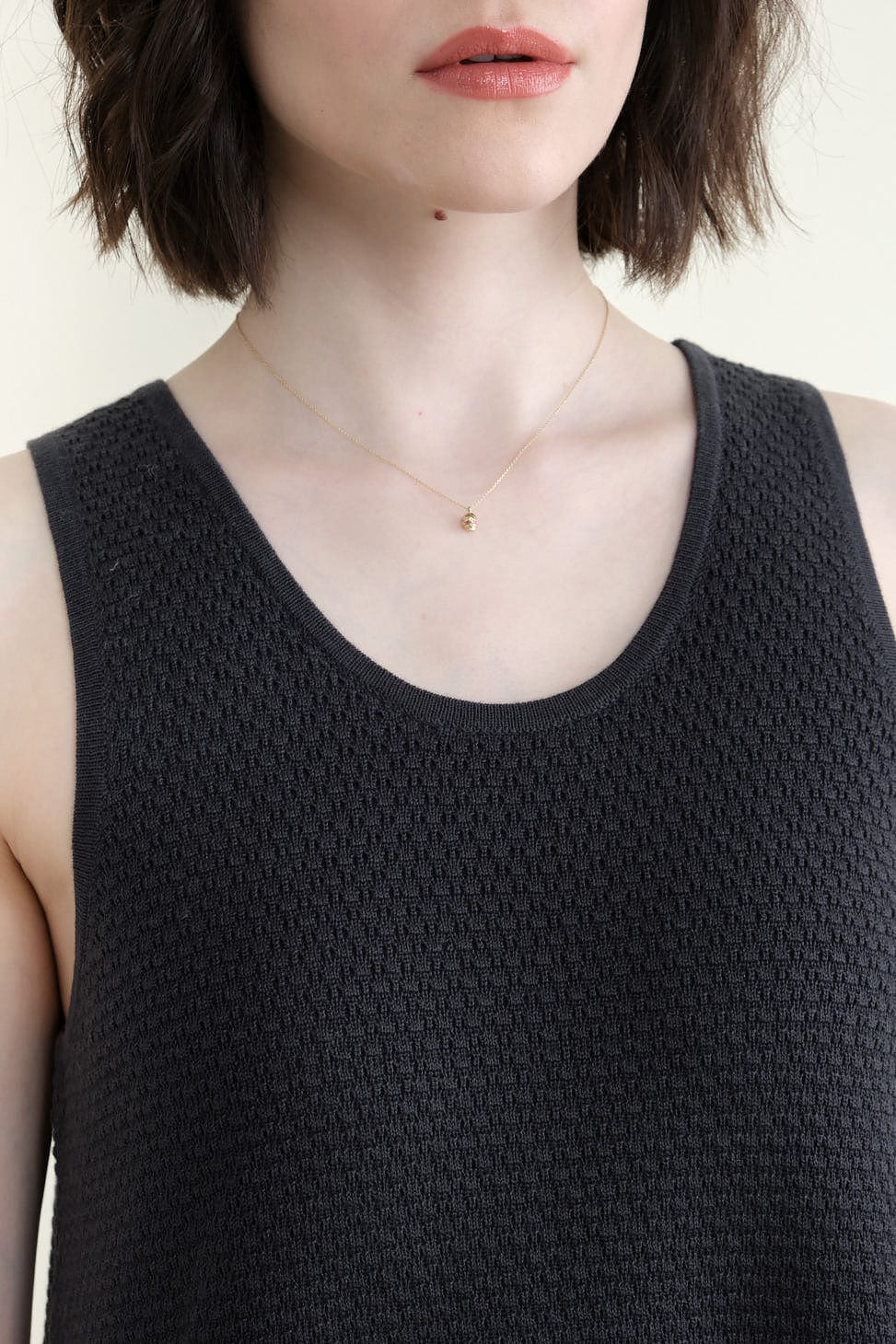 Neckline on Lace Tank Dress in Washed Black
