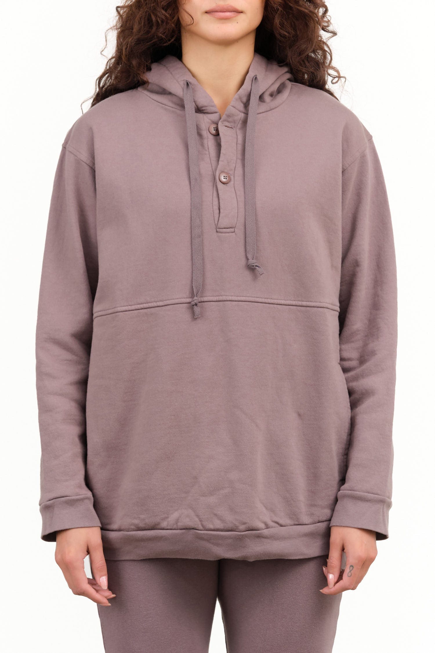 Wol Hide Apparel Womens Lounge Popover Hoodie in Mushroom