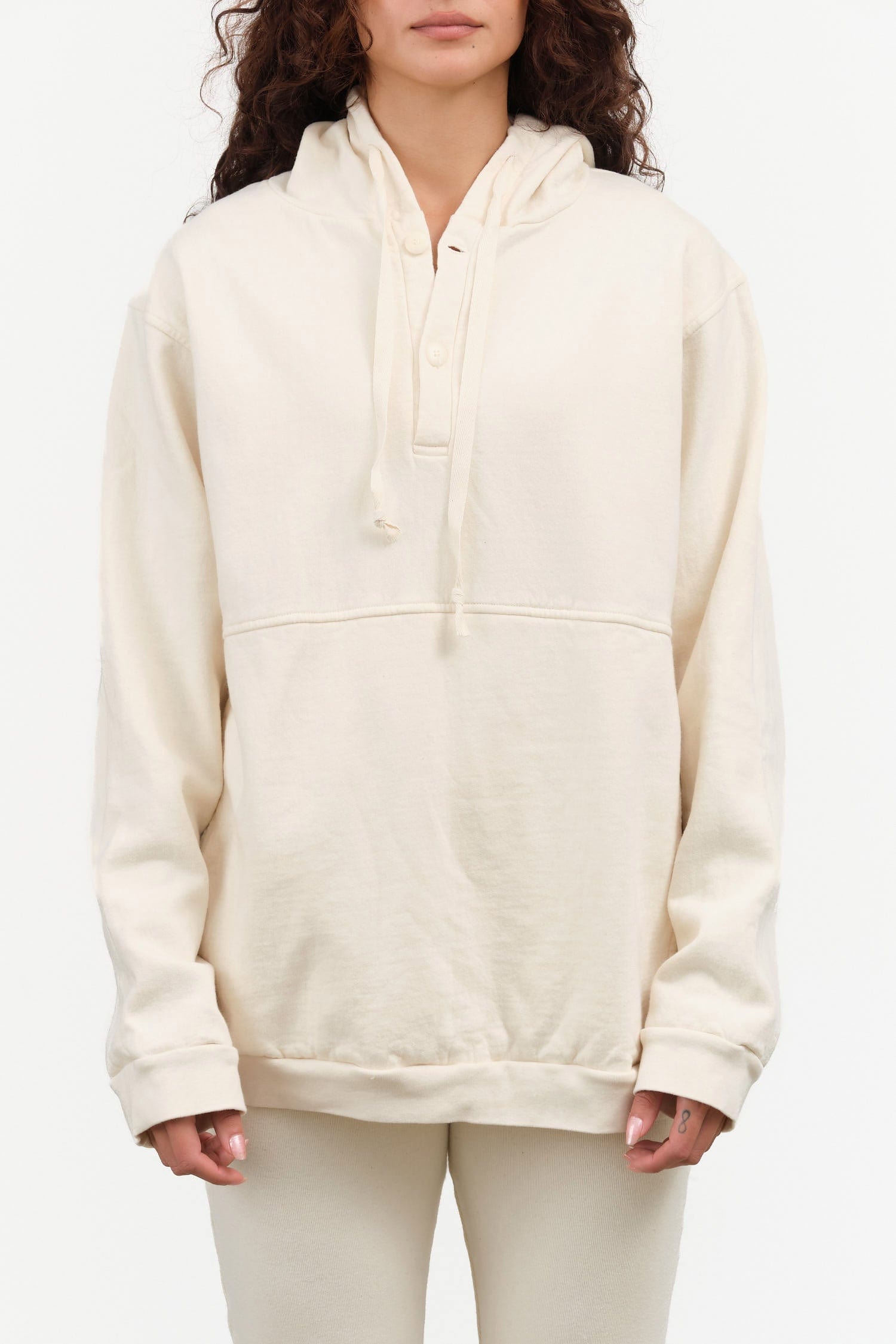 Wol Hide Apparel Womens Lounge Popover Hoodie in Natural