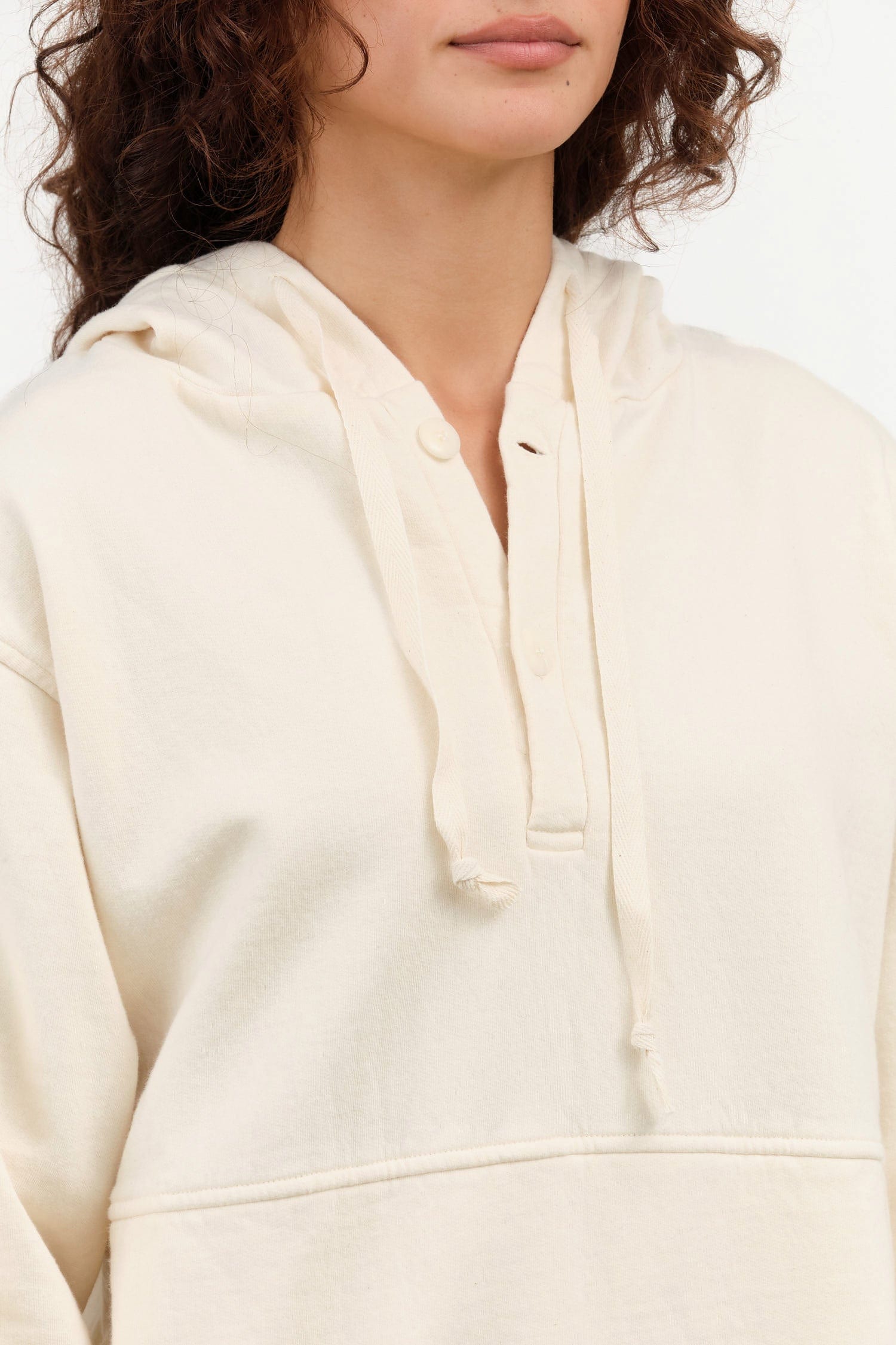 Wol Hide Apparel Womens Lounge Popover Hoodie in Natural