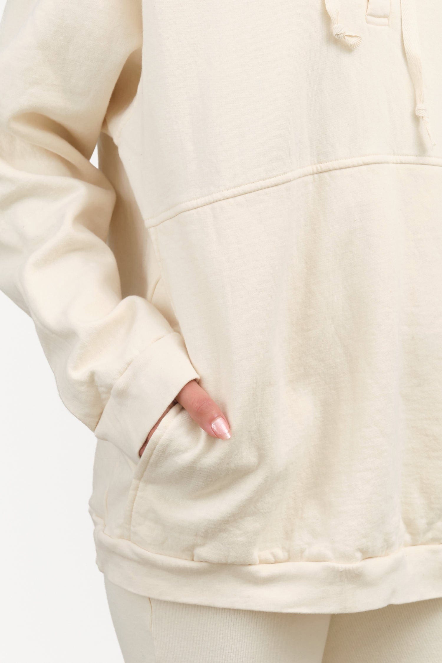 Wol Hide Apparel Womens Lounge Popover Hoodie in Natural
