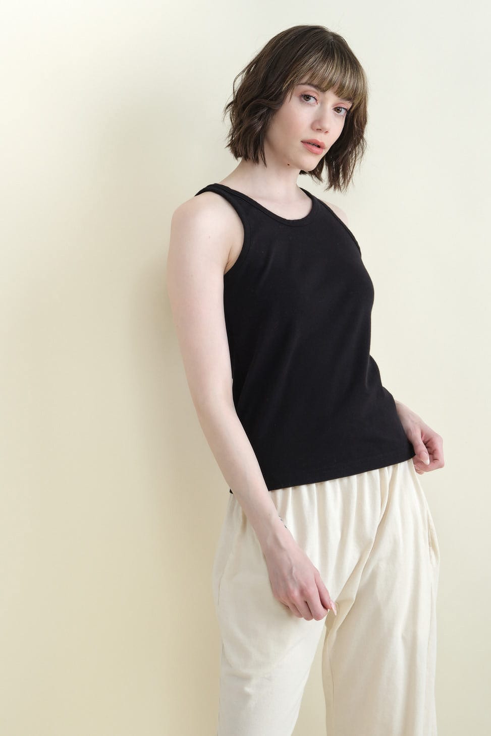 Scoop Back Tank in Black