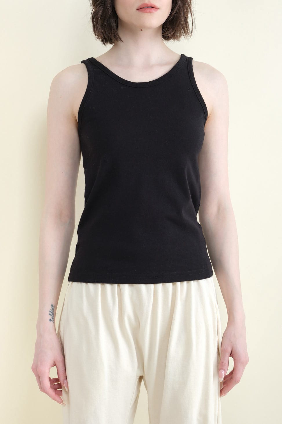Front of Scoop Back Tank in Black