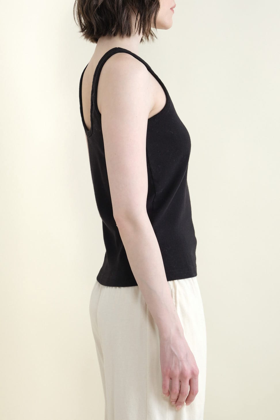 Side of Scoop Back Tank in Black