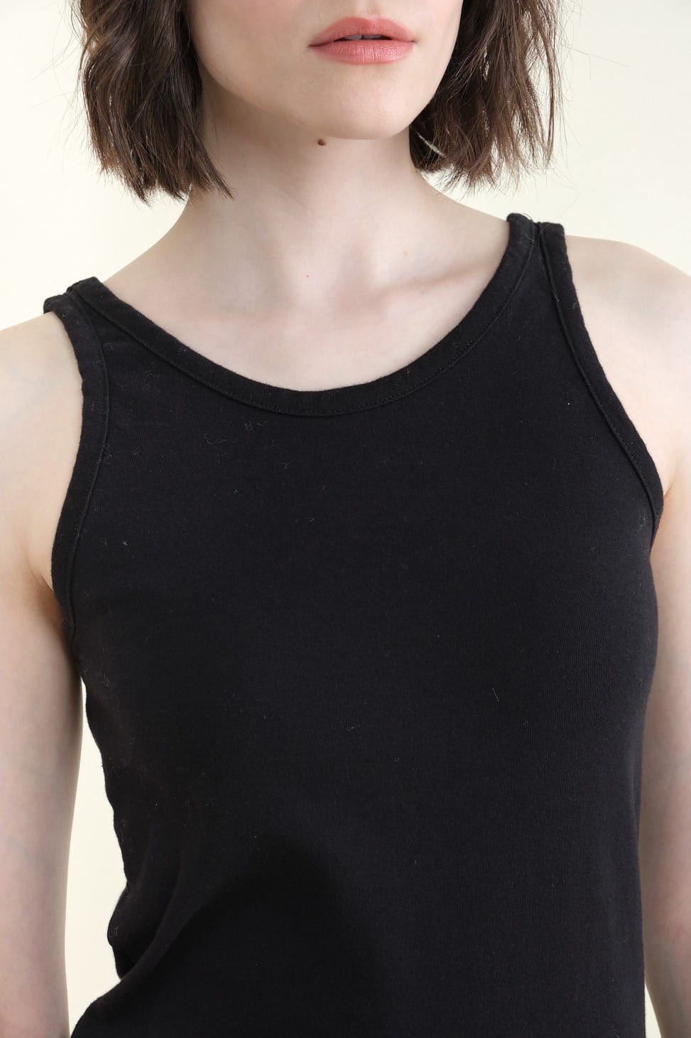 Neckline on Scoop Back Tank in Black