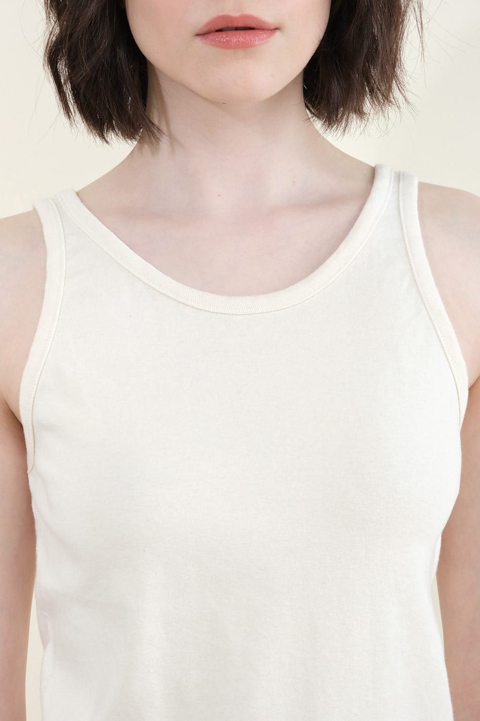 Neckline on Scoop Back Tank in Natural